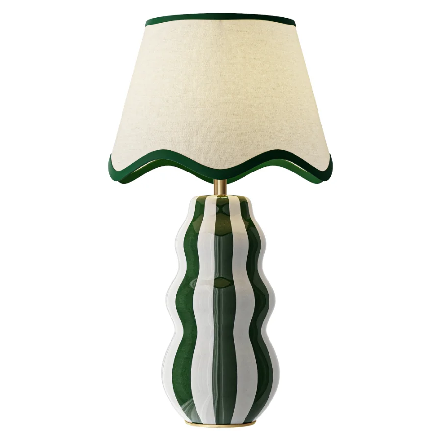 ValueLights Everie Green Stripe Lamp - Image 1