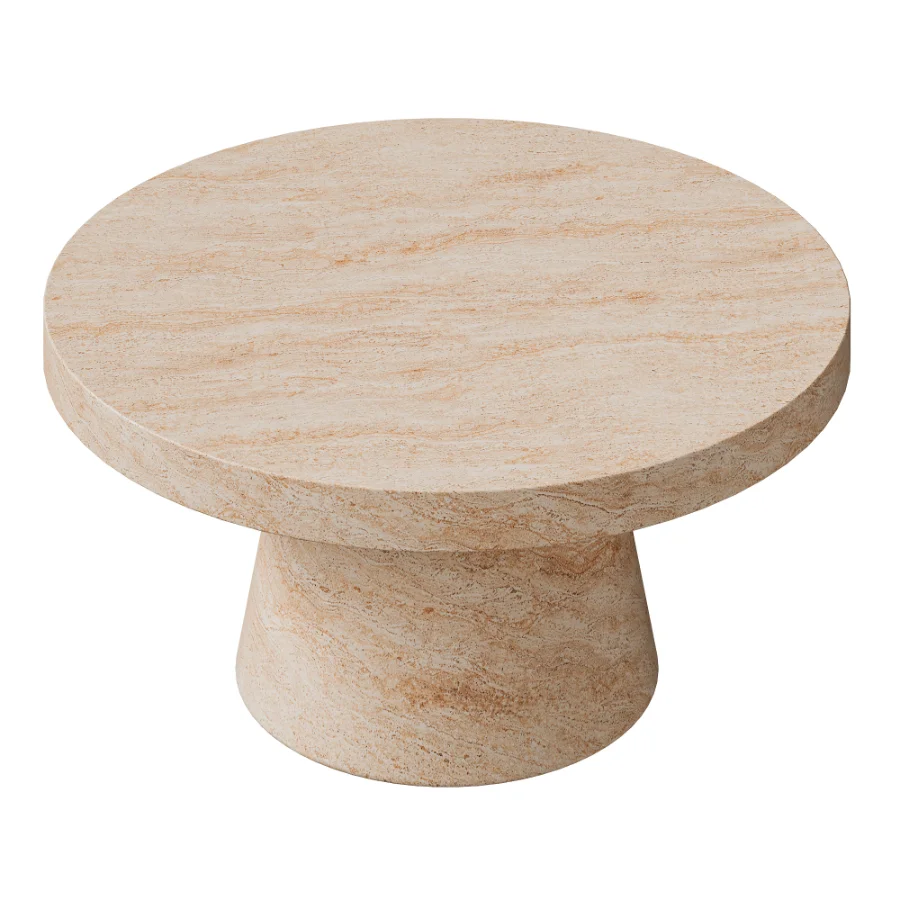 Pisa Pedestal Travertine look Coffee Table – Indoor & Outdoor Table - Image 3
