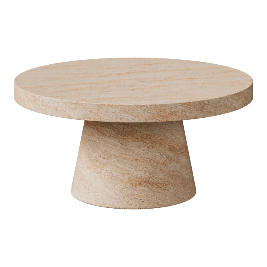 Pisa Pedestal Travertine look Coffee Table – Indoor & Outdoor Table - Image 1