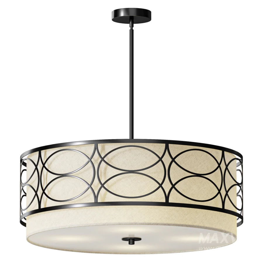 Wrought Studio Black Fabric Drum Chandelier 4 Light - Image 2