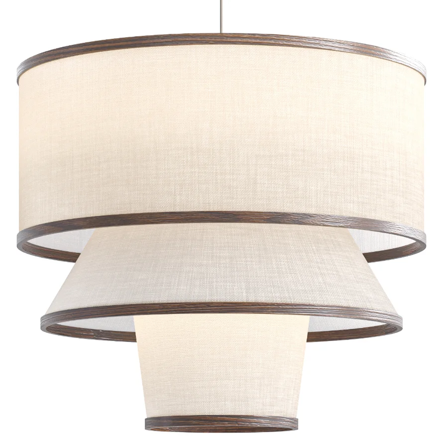 Bruna Walnut Wood and Linen Pendant Light - Image 3