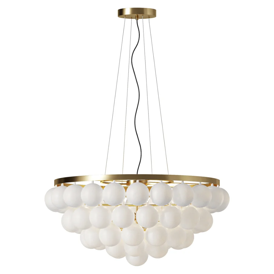 Cloudia Frosted Glass Brass Chandelier 5 Light - Image 2