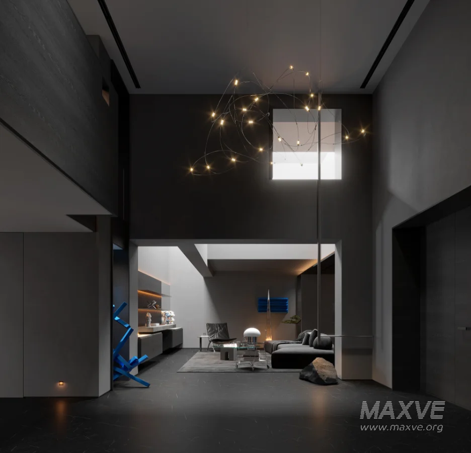 Modern Dark Villa Living Room - Image 7