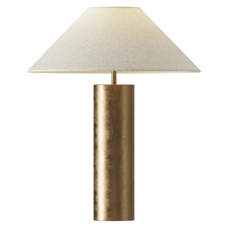 FareDecor Bleeker Aged Brass Linen Fabric Table Lamp - Image 1