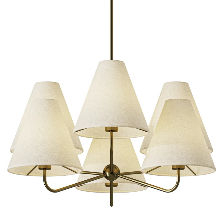 MDRN Austrian Brass Parchment Chandelier 1950s - Image 2