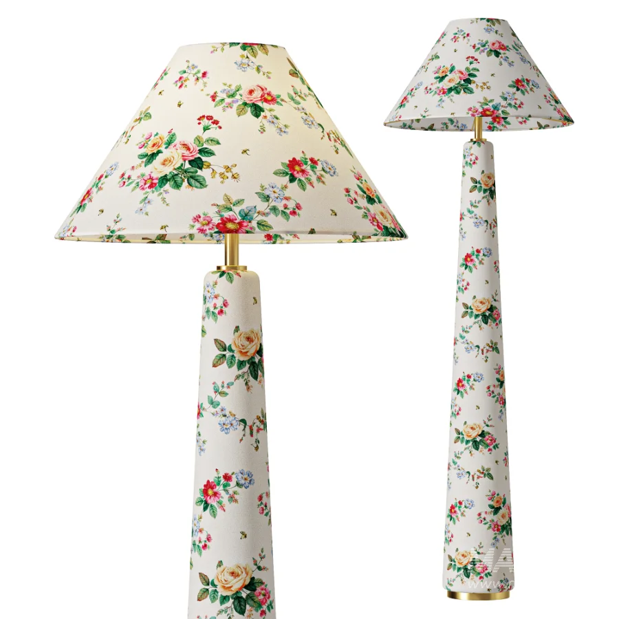 Lulu Printed Fabric Upholstered Empire Floor Lamp - Image 1