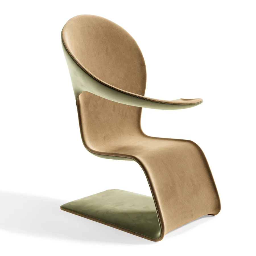 Modern Sculptural Armchair with Soft Fabric Upholstery - Image 1