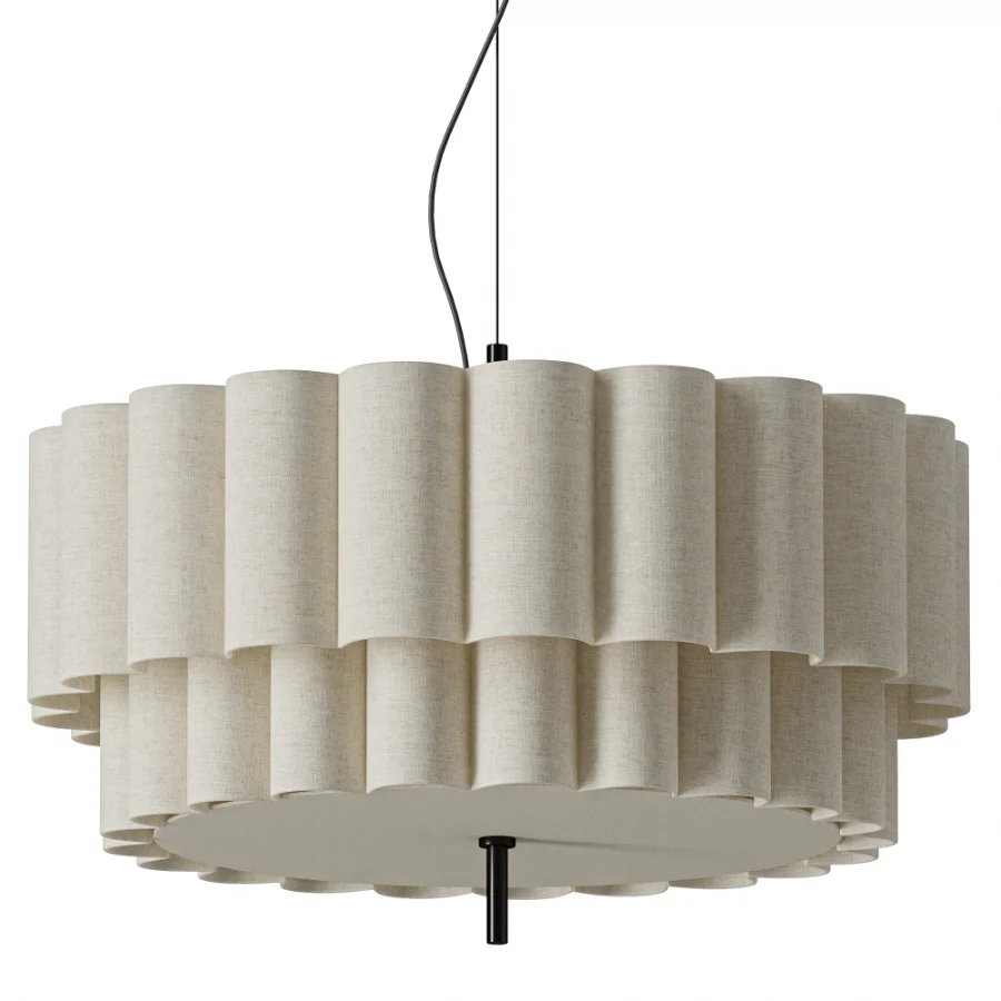 Stewart Modern Scalloped Linen Pendant Light - Image 1