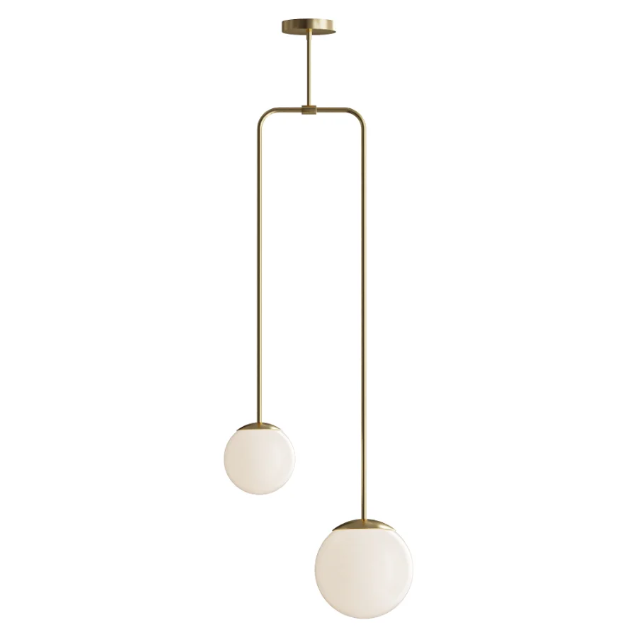 Modern brass chandelier with two shades - Image 2
