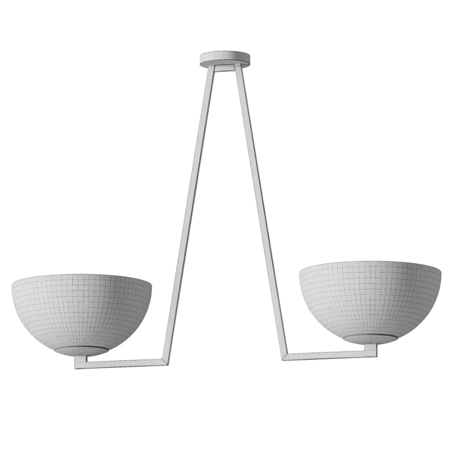 Jeanne 2 lights brass and white glass flush mount - Image 3