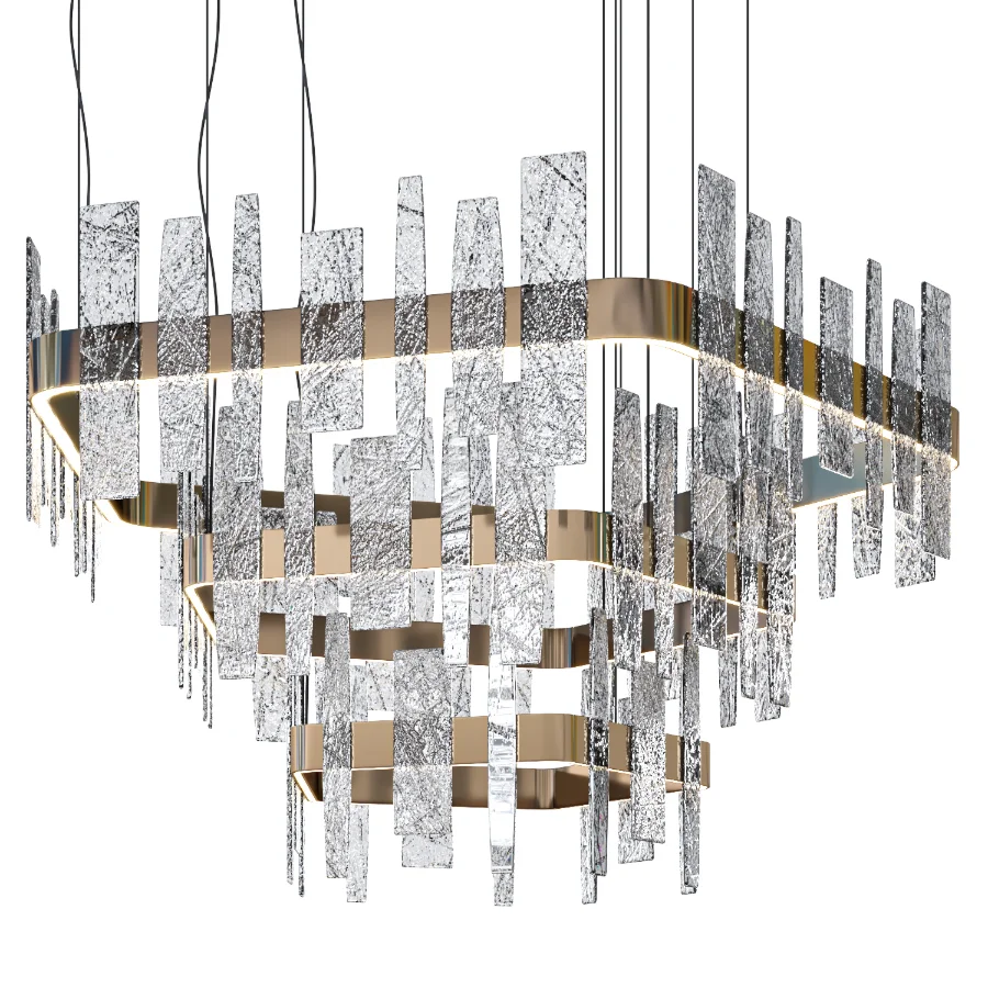 Forest Glass and Brass Chandelier - Image 4
