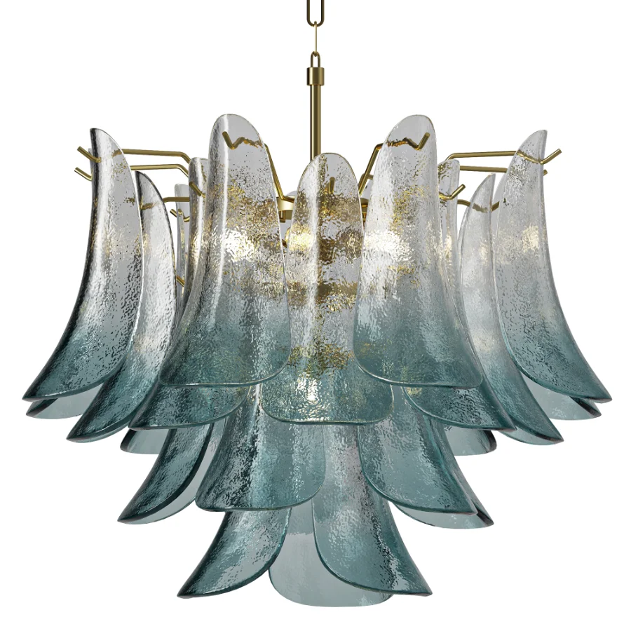 Blue Murano Style Glass Petals Chandelier - Image 1