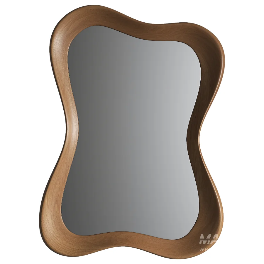 Asymmetrical Wooden Frame Mirror 04 - Image 1
