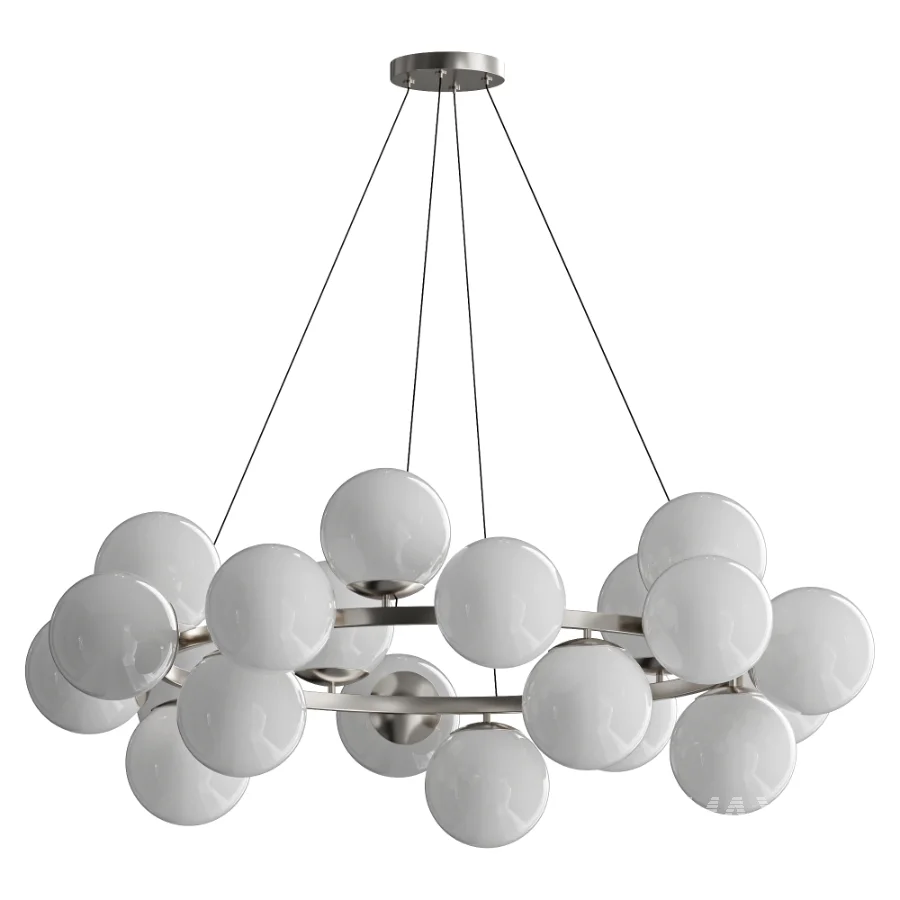MyFar Aerton Nickel White Glass Molecule Chandelier 20 Light - Image 2