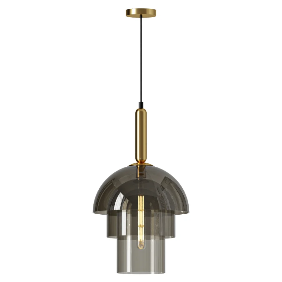 Modern cognac multi layer glass shade pendant light - Image 2