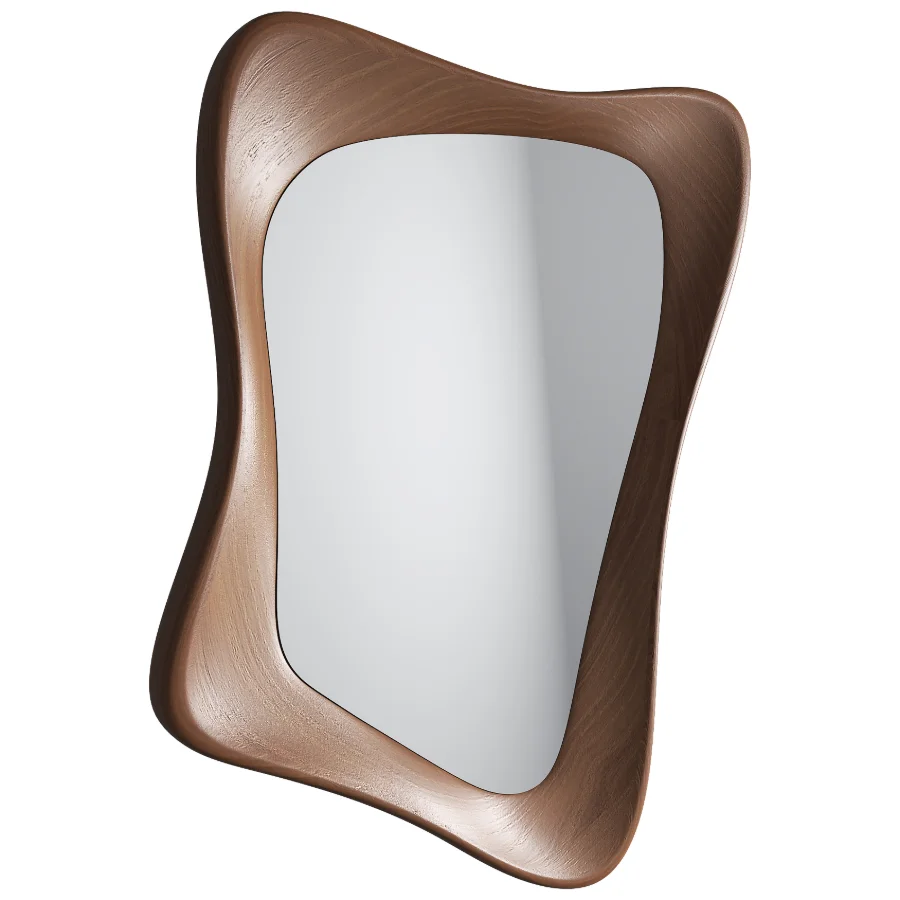 Asymmetrical Wooden Frame Mirror 06 - Image 2