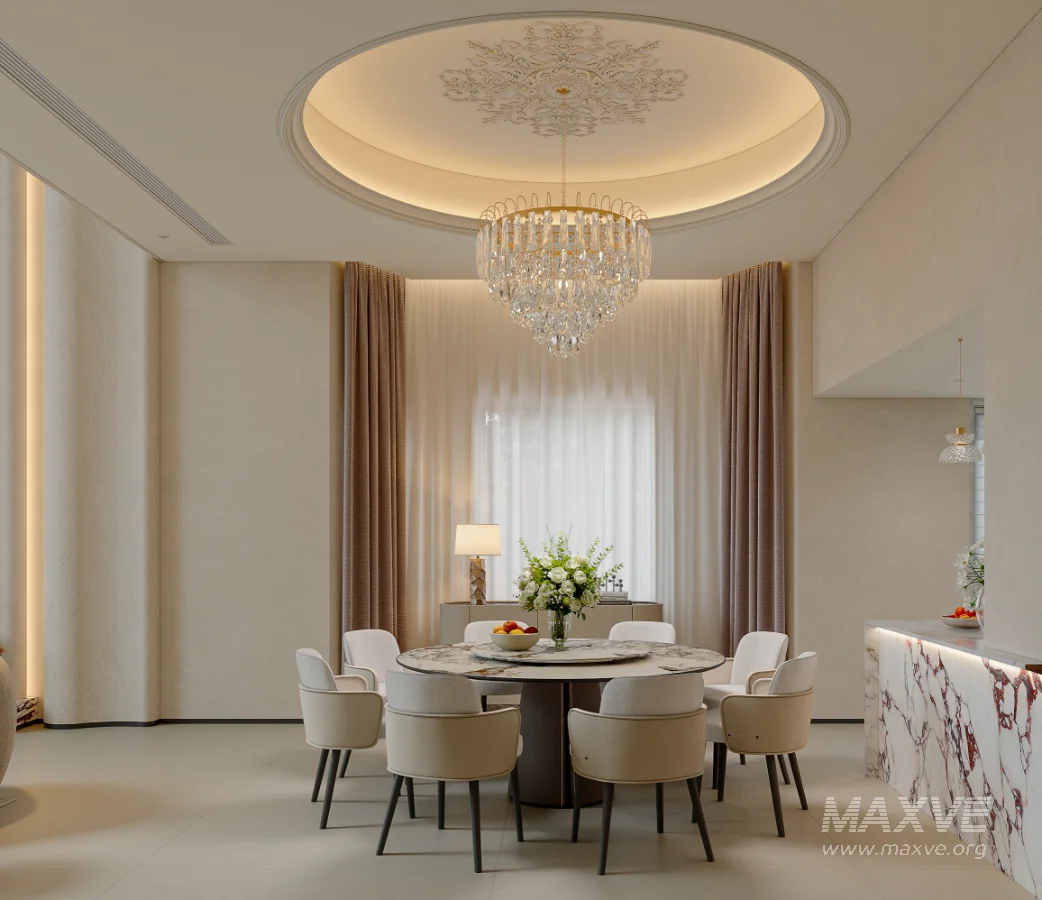 Eclectic villa living room and dining room interior - Image 4