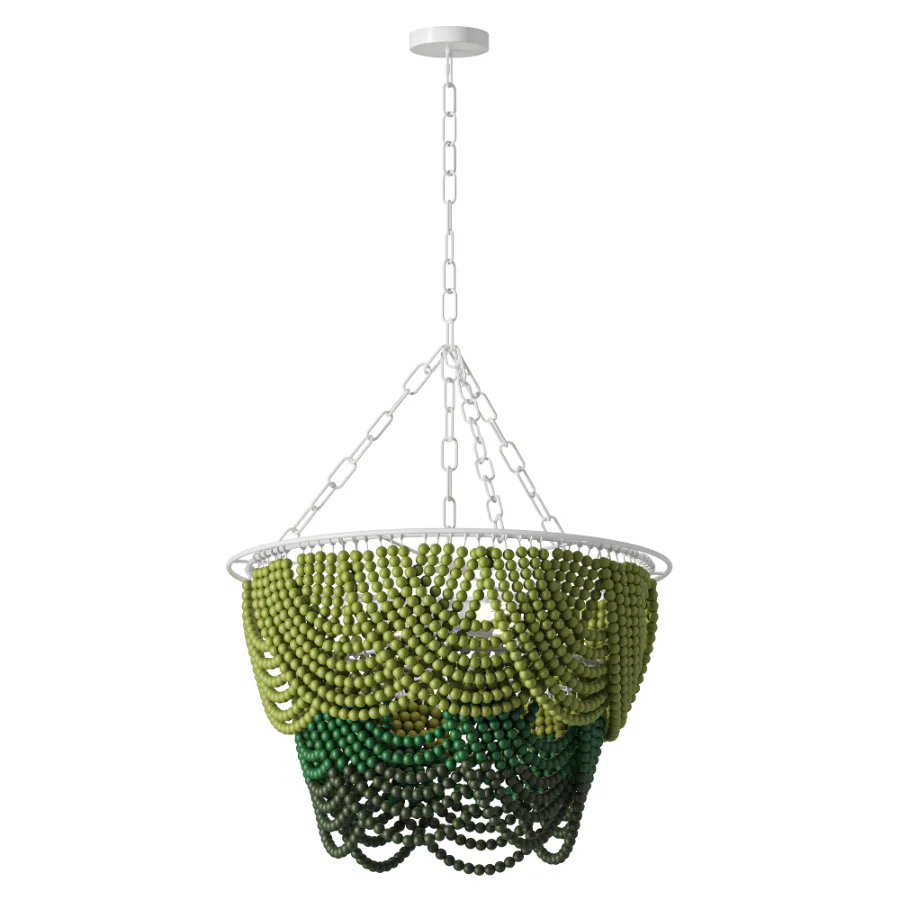 Etsy Green Beaded Wood Pendant Chandelier - Image 2