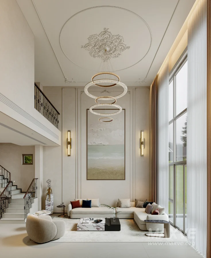 Eclectic villa living room and dining room interior - Image 5
