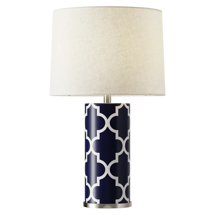 Abbyson Madison Navy Blue Lattice Table Lamp - Image 1