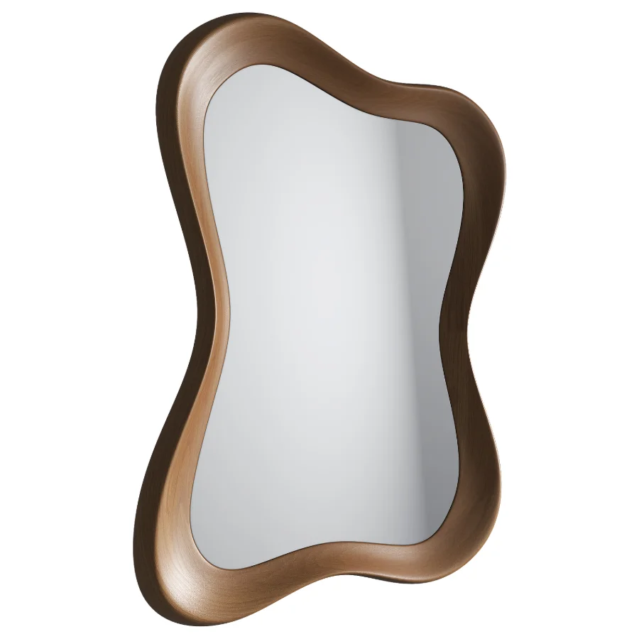 Asymmetrical Wooden Frame Mirror 04 - Image 2