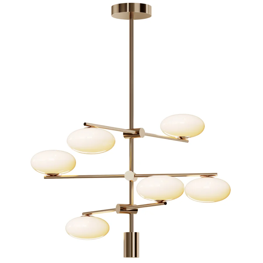 Imperial 6 light brass and opal pendant - Image 1
