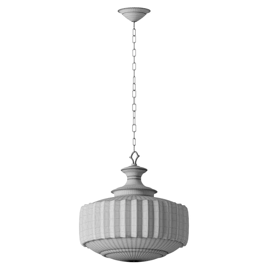 Vintage Brass Pleated Milk Glass Pendant Lamp - Image 3