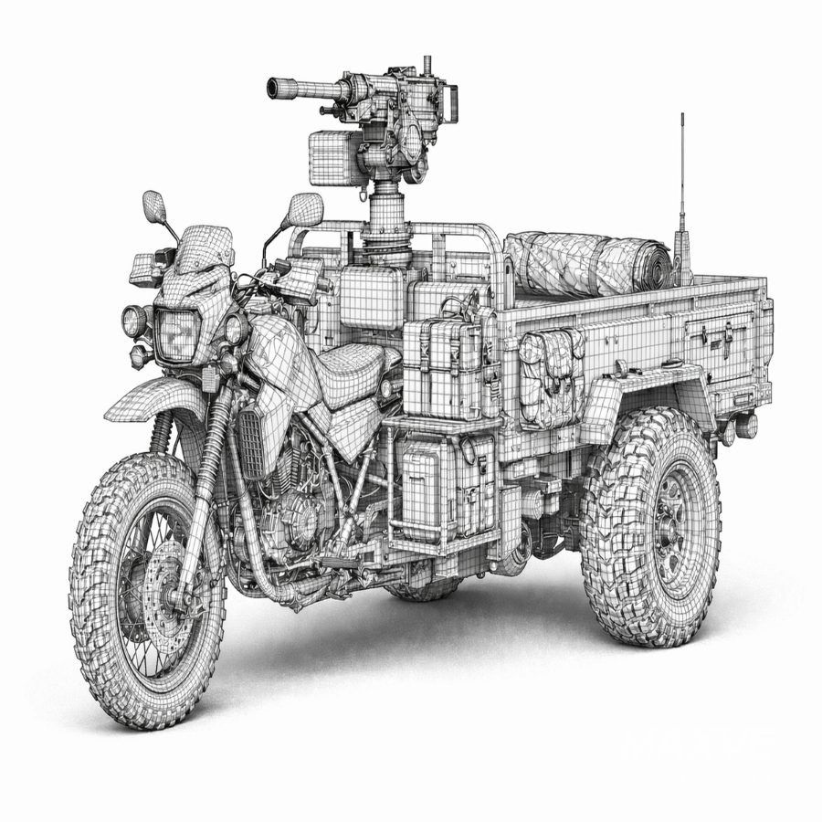 Military Tactical Trike Bike 3D Model - Image 9