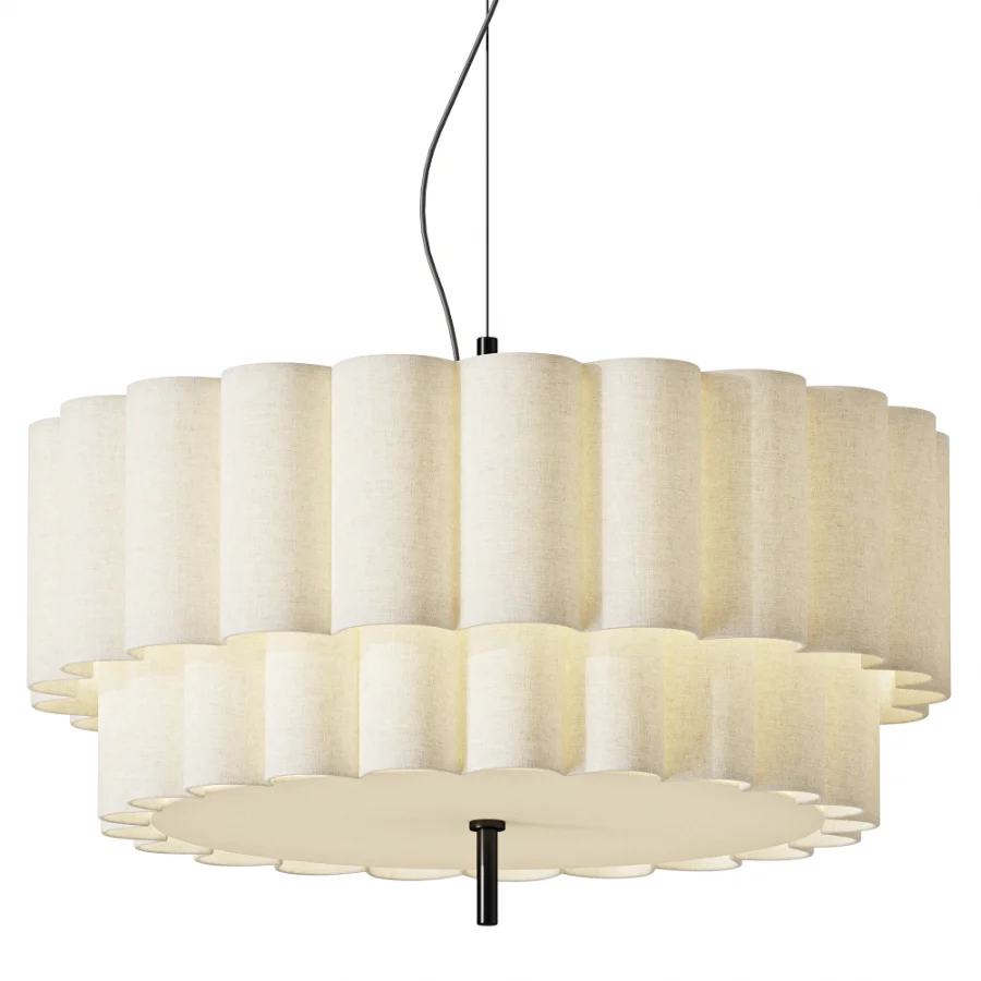 Stewart Modern Scalloped Linen Pendant Light - Image 2