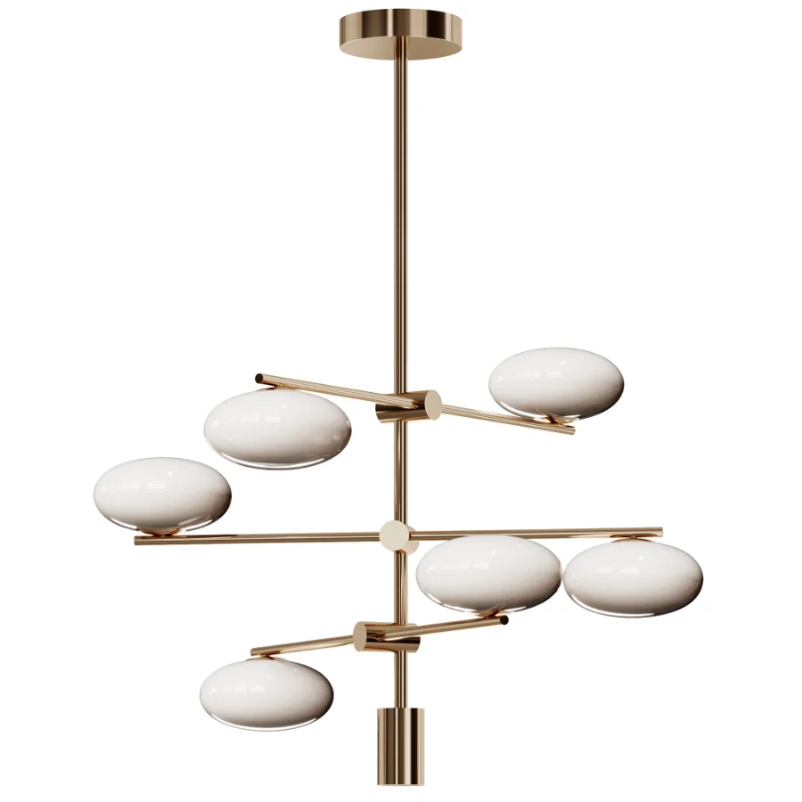 Imperial 6 light brass and opal pendant - Image 2