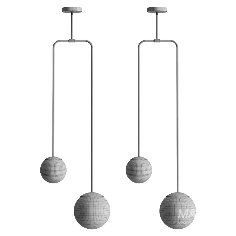 Modern brass chandelier with two shades - Image 4