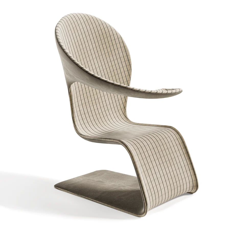 Modern Sculptural Armchair with Soft Fabric Upholstery - Image 3