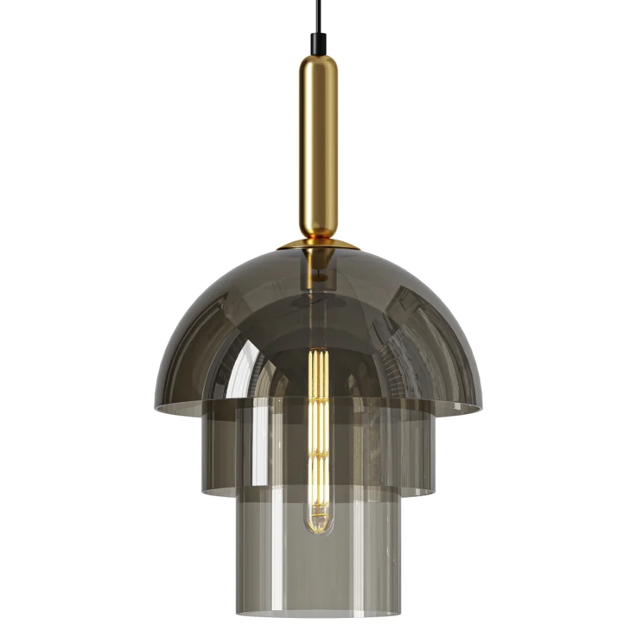 Modern cognac multi layer glass shade pendant light - Image 1