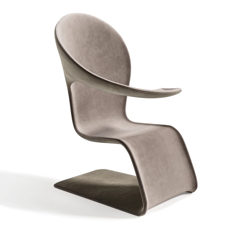 Modern Sculptural Armchair with Soft Fabric Upholstery - Image 4