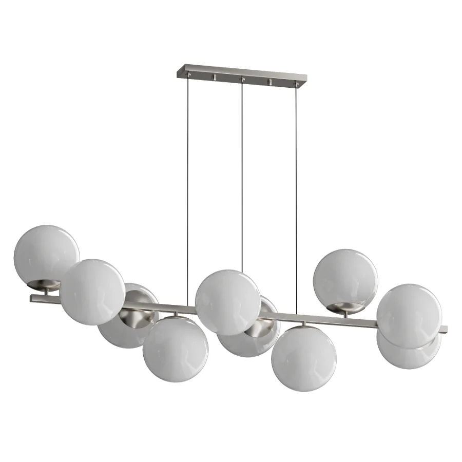 MyFar Aerton Nickel White Glass Molecule Chandelier 10 Light - Image 2