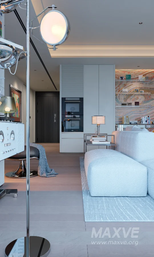Modern living room and dining room interior scene - Image 2