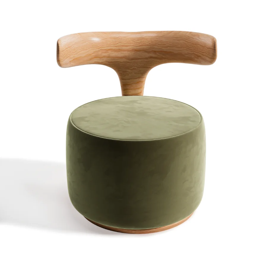 Modern Designer Wooden Armchair with Fabric Seat - Image 4