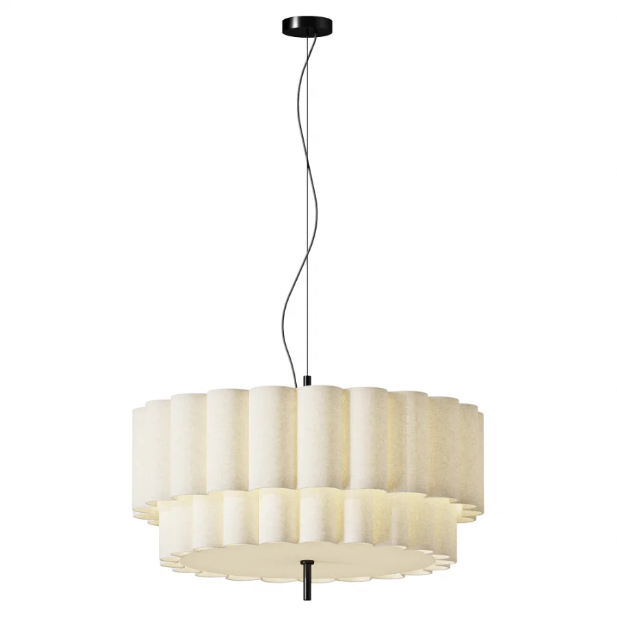 Stewart Modern Scalloped Linen Pendant Light - Image 3