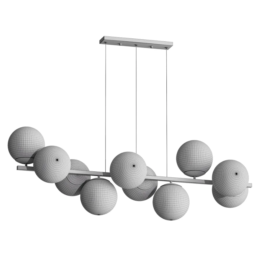 MyFar Aerton Nickel White Glass Molecule Chandelier 10 Light - Image 3