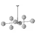 Black Frosted Glass Globe Linear Chandelier 8 Light - Thumbnail 3