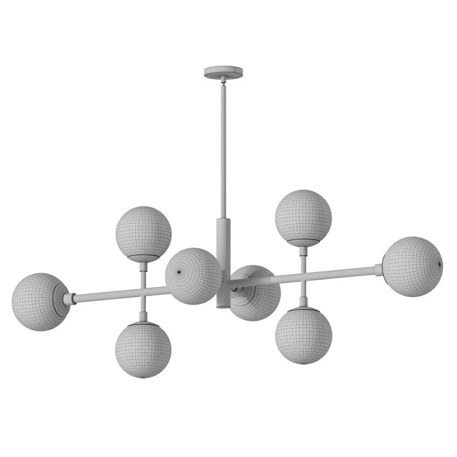 Black Frosted Glass Globe Linear Chandelier 8 Light - Image 3