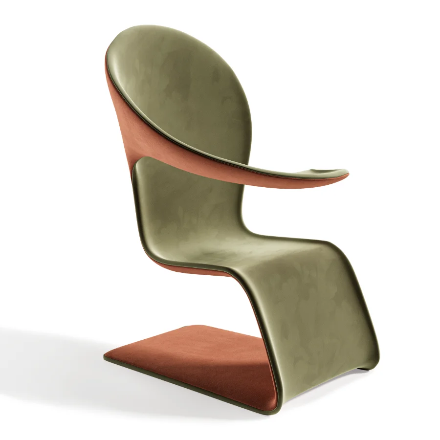 Modern Sculptural Armchair with Soft Fabric Upholstery - Image 2