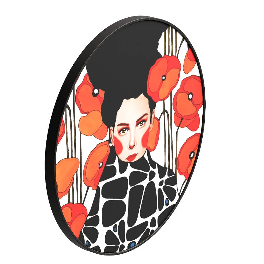 Woman with retro poppy flowers - Image 2