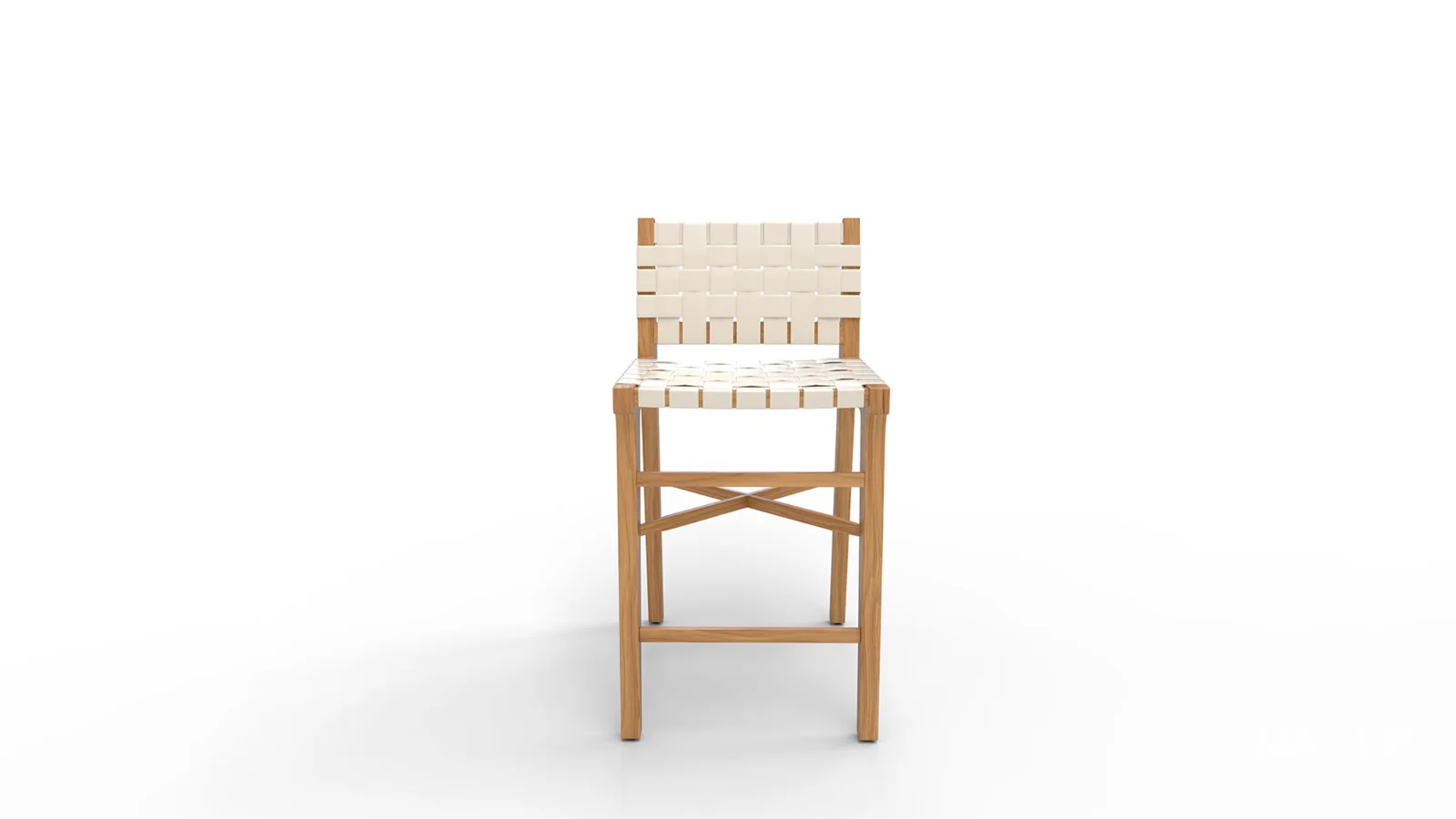 Taj White Leather Strap Bar Stool - Image 2