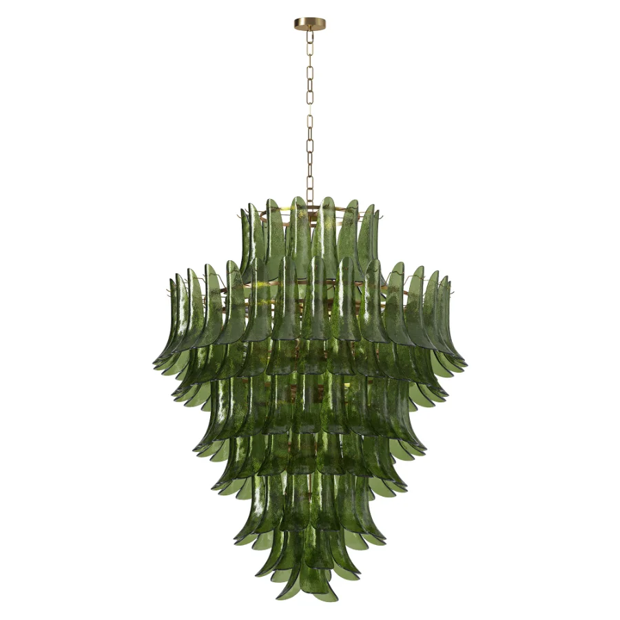 Green Murano Glass Petal Chandelier - Image 3