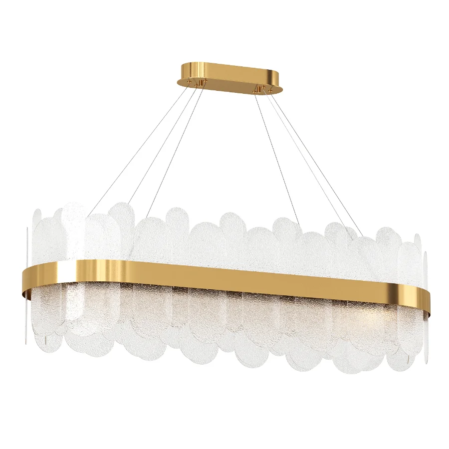 Modern Gold Rectangular Crystal Chandelier - Image 2
