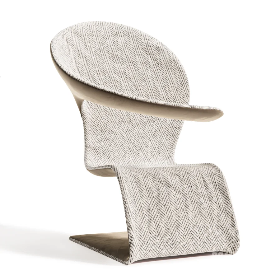 Modern Sculptural Armchair with Soft Fabric Upholstery - Image 5