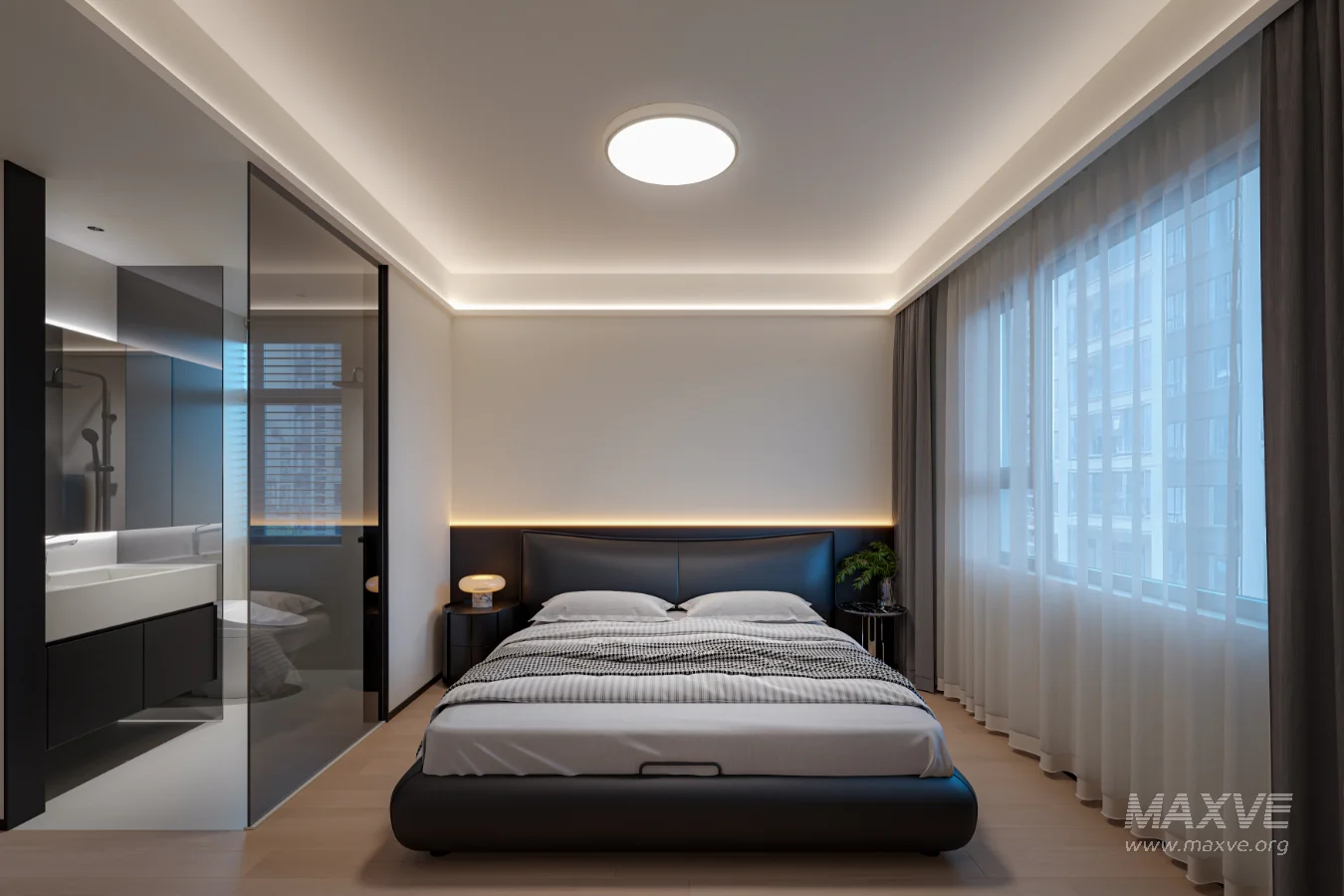 Modern bedroom and bathroom dressing room - Image 2