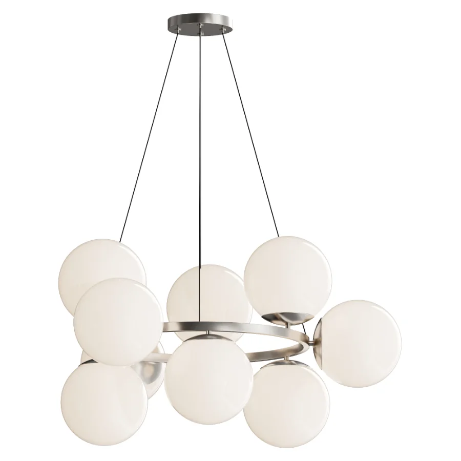MyFar Aerton Nickel White Glass Molecule Chandelier 9 Light - Image 1