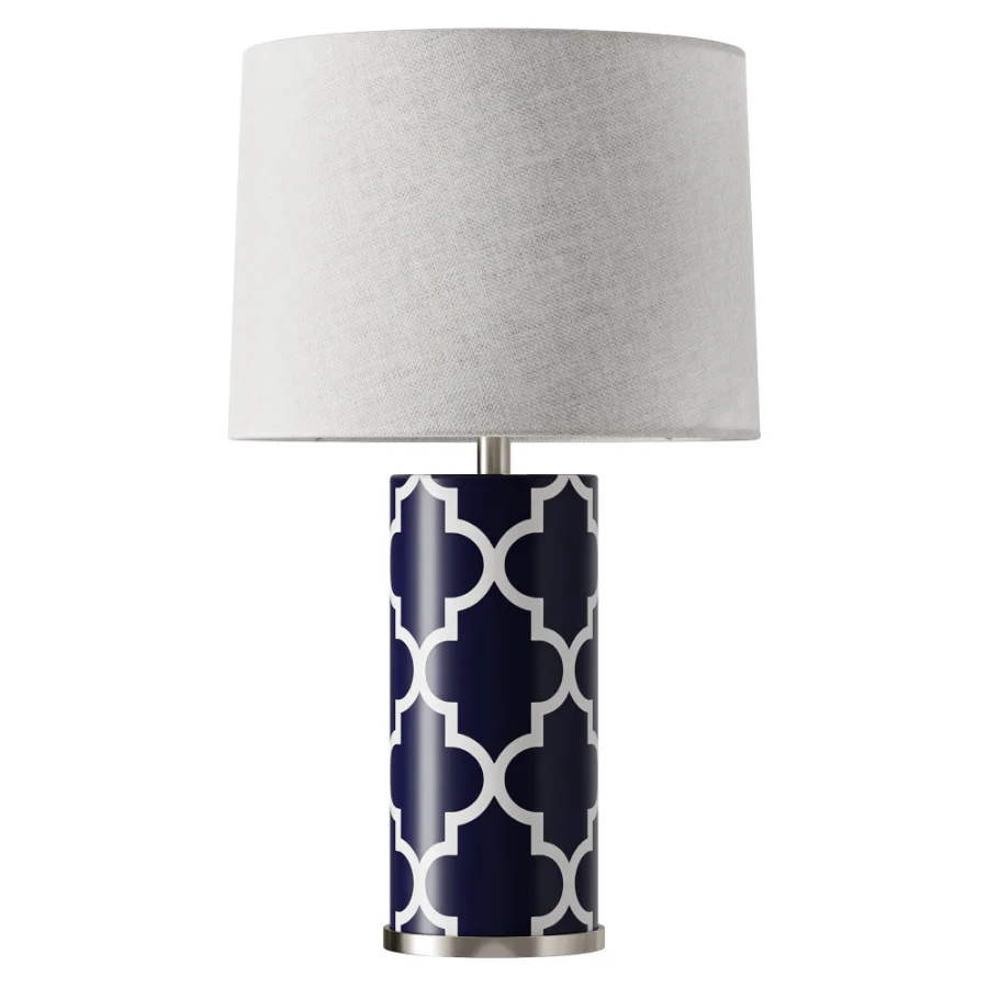 Abbyson Madison Navy Blue Lattice Table Lamp - Image 2